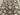 Floral pattern detail of vintage-style Turkish Oushak rug