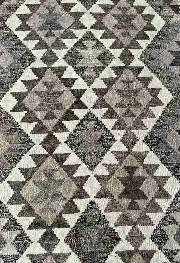 Texture detail of handmade Kilim flatweave rug – rustic and knotted hand finish.