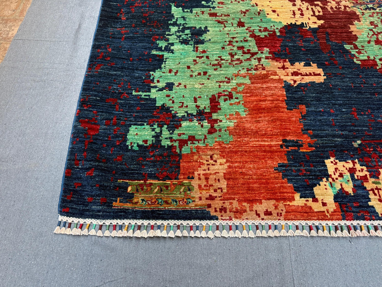 10x13 Large Handmade Wool on Silk Modern Mamluk Rug,One of Kind Modern Handmade Living room rug,Artisan Wool on Silk Mamluk Rug,10x13 Rug