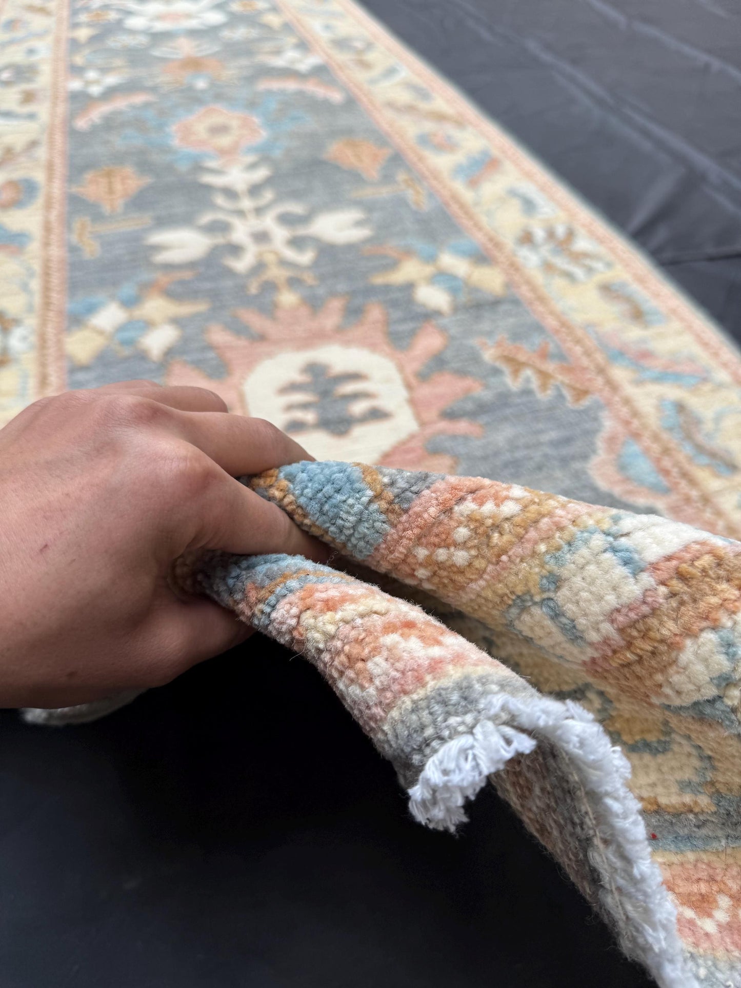 11 ft Handmade Soft Pastel Runner Rug,Neutral Tone Turkish Runner,Turkish Hallway Runner,Handmade Carpet for Hallways or Entryways.