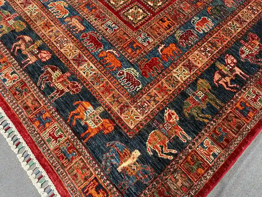 Detailed view of animal motif – authentic Pazyryk wool rug