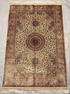 Luxury Silk Rug Displayed on Wooden Floor