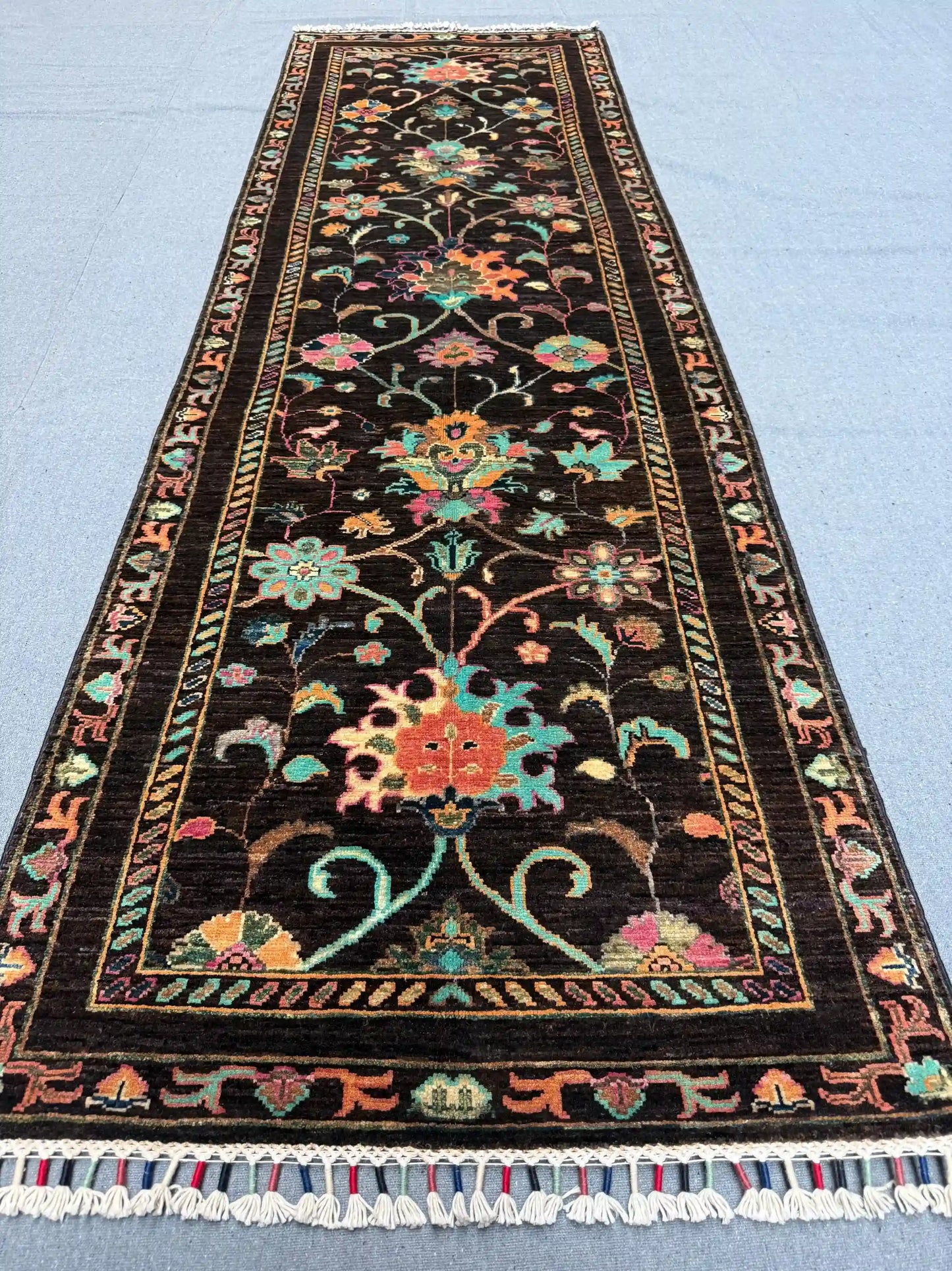 Luxury Persian wool runner rug placed in hallway decor