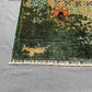Corner detail of 6x8 abstract Mamluk rug with intricate knots