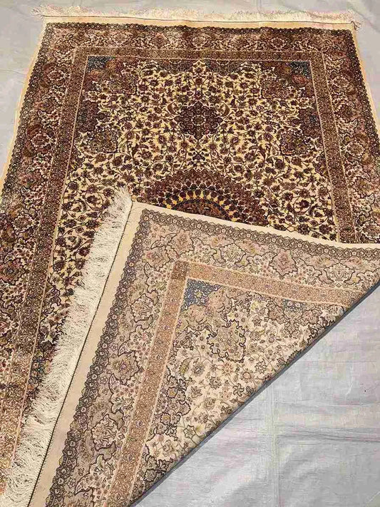 Close View of Folded Handmade Silk Rug