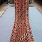 Full top-down view of 2.8x9.3 ft Turkish kilim runner – red & navy wool