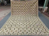 Full view of handmade Turkish Kilim rug – geometric wool flatweave in neutral earthy tones.