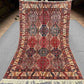 Complete view of 5x7 hand-knotted Waziri Oriental rug in earthy tones