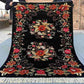 Full top-down view of 5.9x8.1 handmade Karabakh floral wool rug