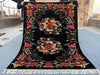 Full top-down view of 5.9x8.1 handmade Karabakh floral wool rug