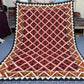  Full view of authentic handmade 5x7 red kilim rug – geometric wool flatweave