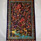 Silk Wall Hanging Rug|2x3 Deer and Floral Tree Tapestry|Persian Style Art,Luxury Silk Rug for Wall Decor|Blue Floral and Deer Statement Rug.