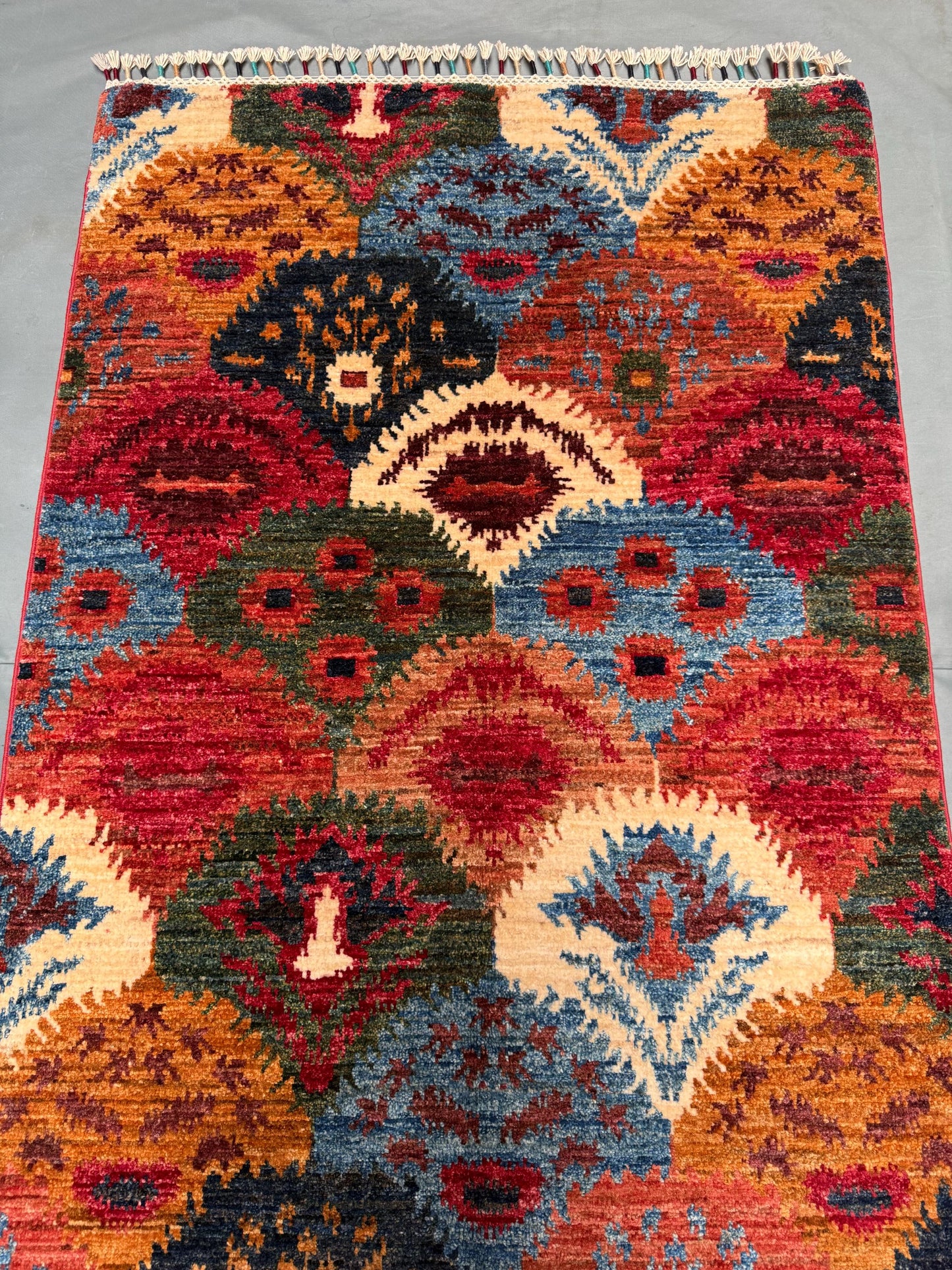 3x10 Colorful Bohemian Runner Rug– Handmade Wool rug with Geometric Patterns,Handwoven Tribal Runner Rug–Multicolor Wool Carpet for Hallways