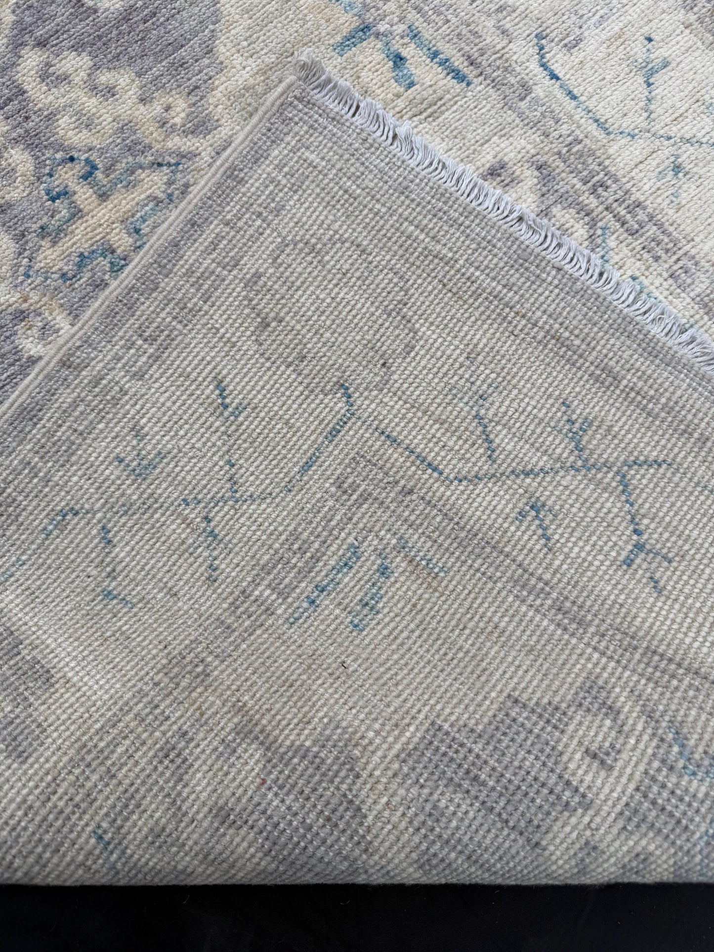 14 ft Extra long Handmade Oushak Runner Rug -Rustic Turkish Oushak runner,,Soft Blue Cream toned Runner rug.Soft Pastel Oushak Runner Rug.