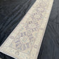 14 ft Extra long Handmade Oushak Runner Rug -Rustic Turkish Oushak runner,,Soft Blue Cream toned Runner rug.Soft Pastel Oushak Runner Rug.