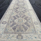 14 ft Extra long Handmade Oushak Runner Rug -Rustic Turkish Oushak runner,,Soft Blue Cream toned Runner rug.Soft Pastel Oushak Runner Rug.