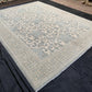 Unique Modern Handmade Blue Khotan Area Rug,Large Neutral Khotan Rug,Turkish Pastel Blue Cream Beige Living room rug,9x12 Living room rug.