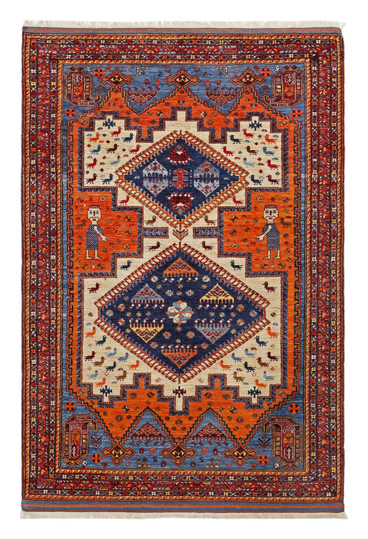 Handmade 5x8 ft Persian Wool Rug - Vintage Tribal Nomadic Carpet - Authentic Hand-Knotted Oriental Area Rug for Boho & Rustic Home Decor