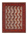 Handwoven Persian Abshar 8x10 ft Tribal Rug – Authentic Wool Carpet with Elephant Footprint Motif – Vintage Red & Ivory Oriental Area Rug