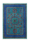 Hand-Knotted Persian Wool Rug 5.6x7.3 ft – Luxurious Blue & Gold Medallion Carpet – Traditional Oriental Wool Area Rug for Home , Office