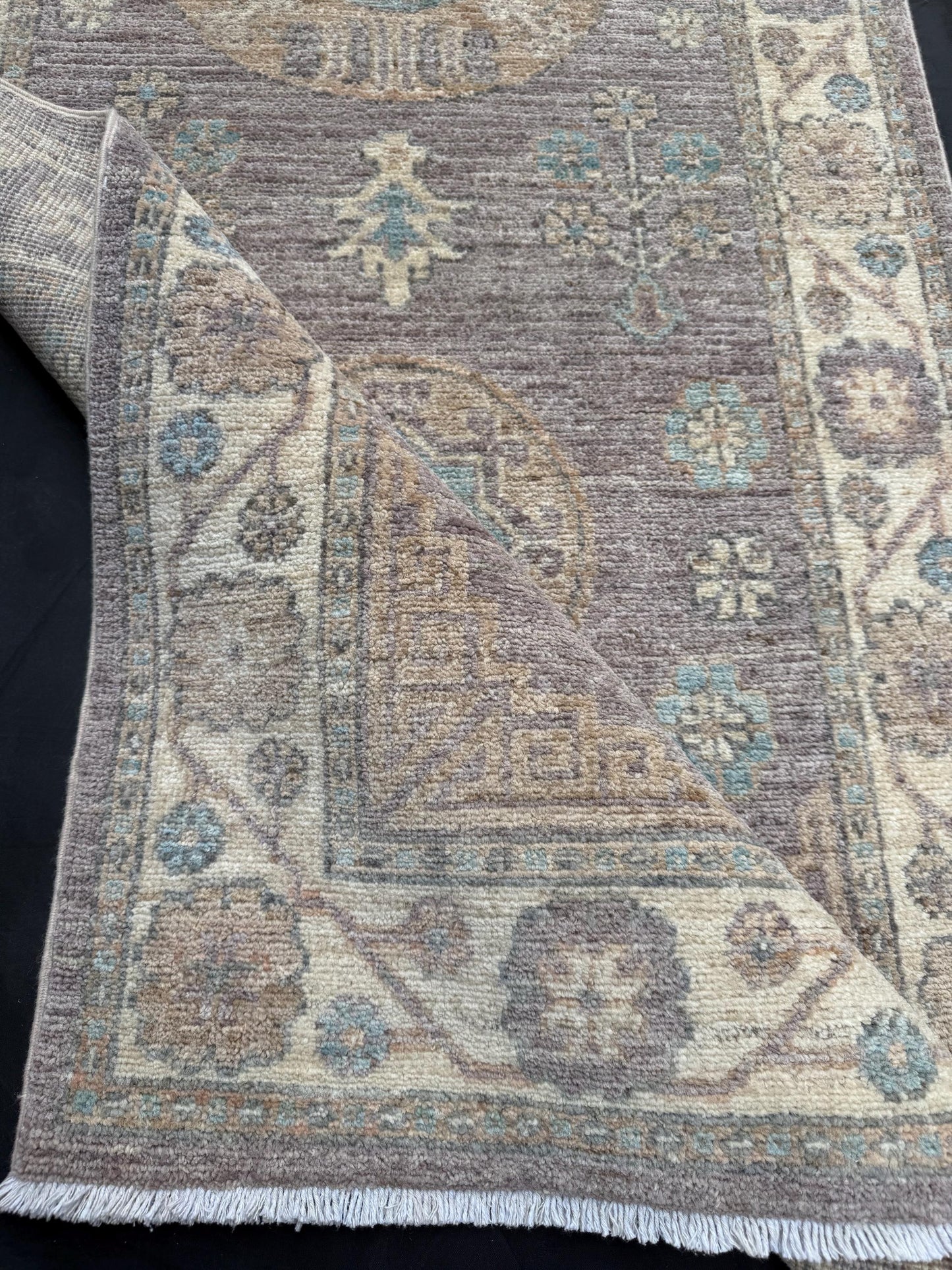 3x13 Handmade Oushak Runner Rug - Elegant Turkish Wool Hallway Carpet in Pastel Tones,Pastel Toned Khotan Runner rug,13 ft Soft runner rug