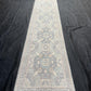15 ft Extra long Handmade Oushak Runner Rug - Elegant Turkish Wool Hallway Runner rug in Pastel Tones,Soft Blue Cream toned Runner rug.