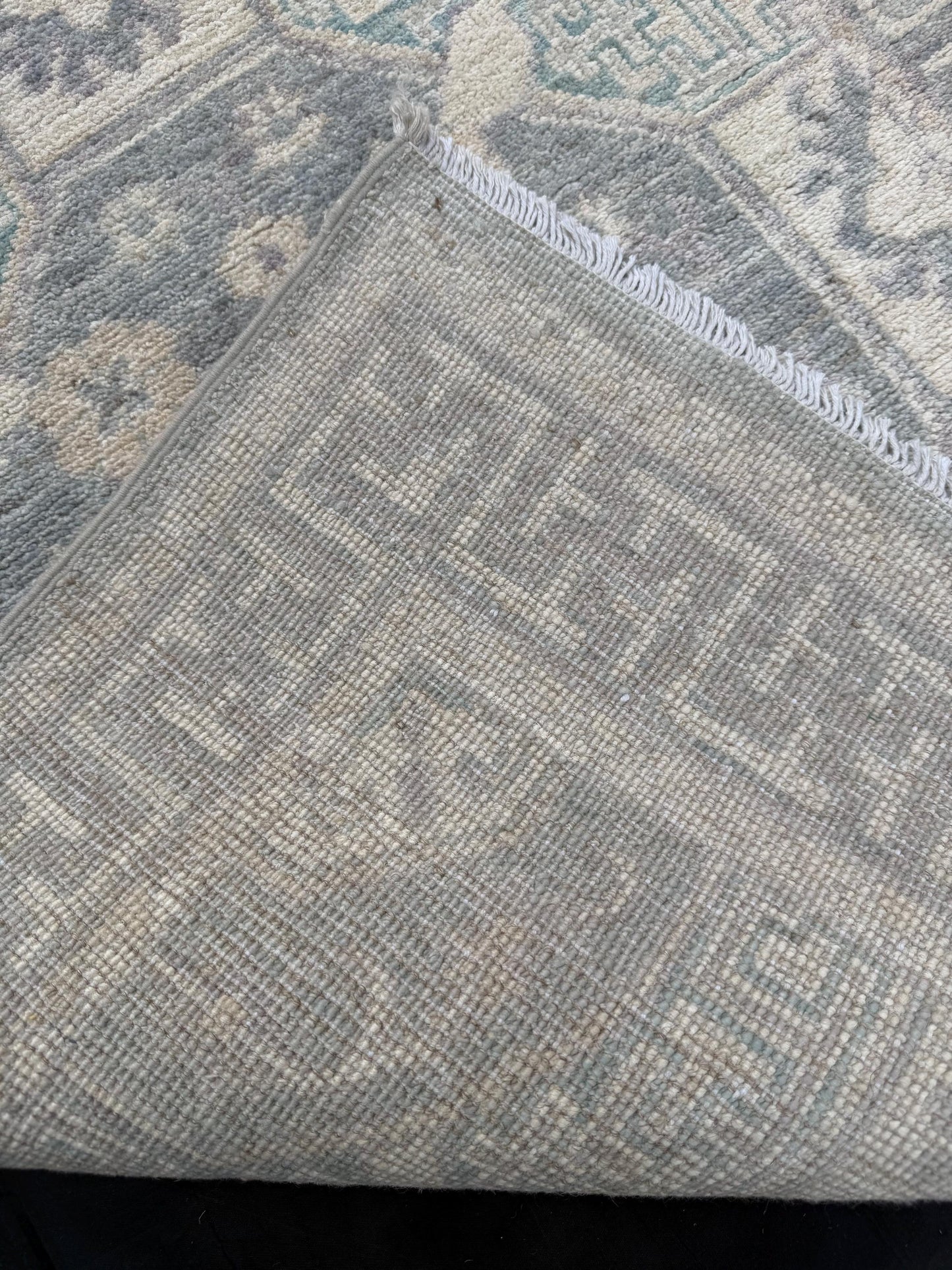 15 ft Extra long Handmade Oushak Runner Rug - Elegant Turkish Wool Hallway Runner rug in Pastel Tones,Soft Blue Cream toned Runner rug.