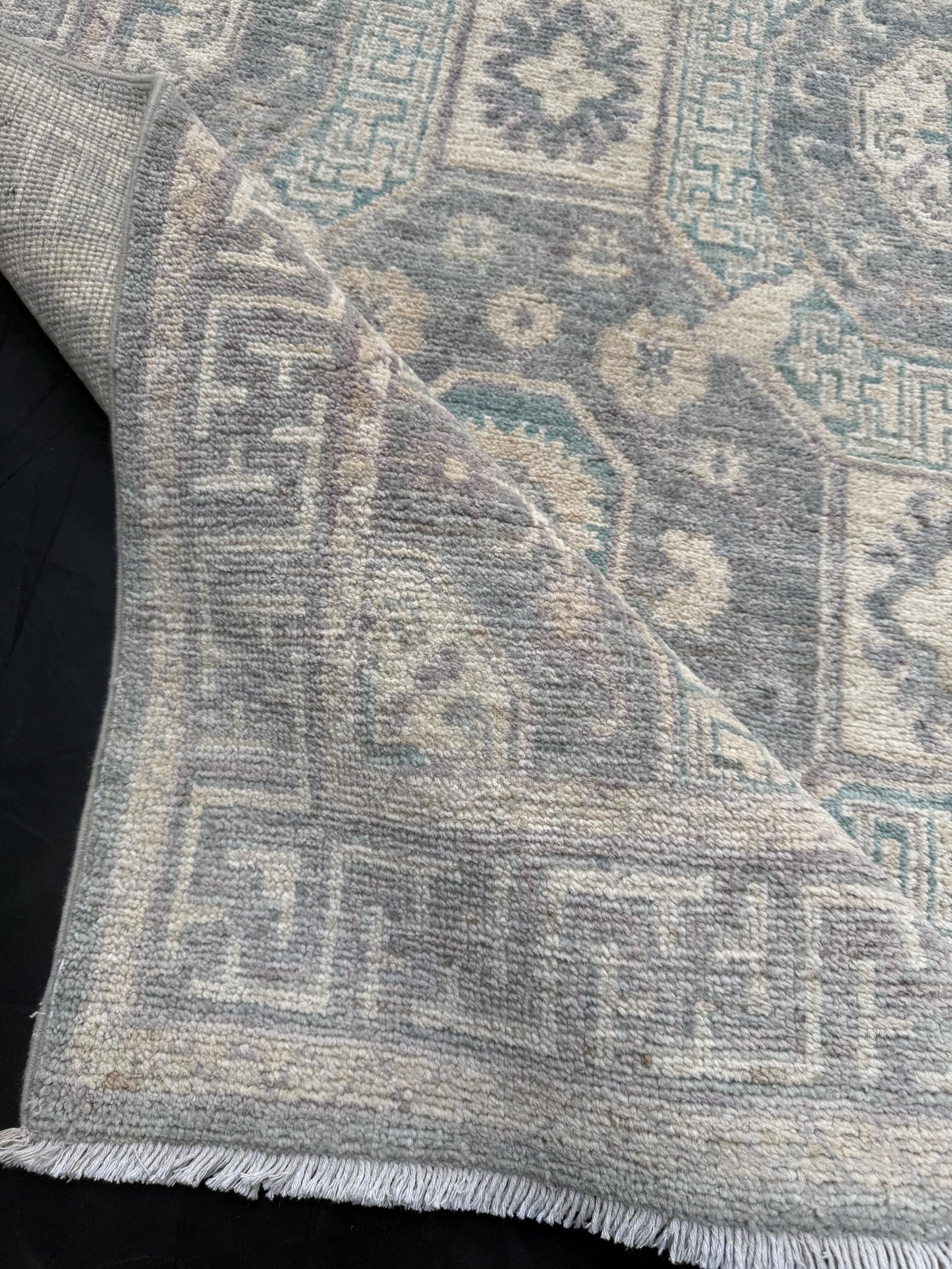 15 ft Extra long Handmade Oushak Runner Rug - Elegant Turkish Wool Hallway Runner rug in Pastel Tones,Soft Blue Cream toned Runner rug.