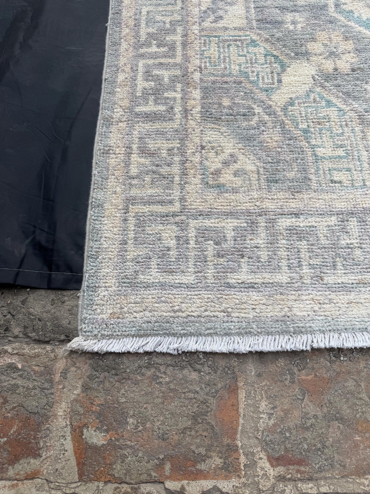 15 ft Extra long Handmade Oushak Runner Rug - Elegant Turkish Wool Hallway Runner rug in Pastel Tones,Soft Blue Cream toned Runner rug.