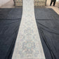 15 ft Extra long Handmade Oushak Runner Rug - Elegant Turkish Wool Hallway Runner rug in Pastel Tones,Soft Blue Cream toned Runner rug.