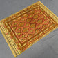 2.10 x 3.11 ft Handwoven Afghan Turkish Rug - Vintage Wool Tribal Carpet - Gold, Red & Green Geometric Oriental Rug