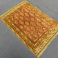 2.10 x 3.11 ft Handwoven Afghan Turkish Rug - Vintage Wool Tribal Carpet - Gold, Red & Green Geometric Oriental Rug