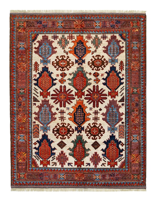 Handmade Abshar Wool Rug - 5x7 ft Vintage Tribal Area Carpet - Authentic Handwoven Oriental Rug for Living Room, Bedroom, Office Decor