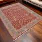 Hand-Knotted Persian Rug 5.7x7.2 ft – Luxurious Red & Blue Floral Wool Carpet – Traditional Oriental Area Rug for Home and Office