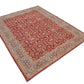 Hand-Knotted Persian Rug 5.7x7.2 ft – Luxurious Red & Blue Floral Wool Carpet – Traditional Oriental Area Rug for Home and Office