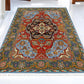 Handwoven Persian Wool Silk Rug 6.5x9.3 ft – Blue, Red & Gold Medallion Carpet – Luxury Oriental Wool Rug for Living Room , Home Decor