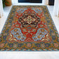 Handwoven Persian Wool Silk Rug 6.5x9.3 ft – Blue, Red & Gold Medallion Carpet – Luxury Oriental Wool Rug for Living Room , Home Decor