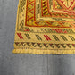 2.10 x 3.11 ft Handwoven Afghan Turkish Rug - Vintage Wool Tribal Carpet - Gold, Red & Green Geometric Oriental Rug