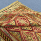 2.10 x 3.11 ft Handwoven Afghan Turkish Rug - Vintage Wool Tribal Carpet - Gold, Red & Green Geometric Oriental Rug
