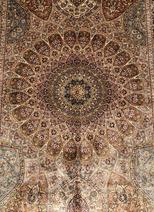 Luxurious 5x7 Persian Silk Rug - Intricate Medallion Design, Oriental Floral Carpet for Living Room & Home Decor