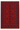 A traditional rectangular area rug with a deep red field, dark navy blue borders, and intricate geometric patterns, laid flat on a light gray wood floor.