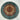 Round Afghan Rug 6x6 ft Blue Area Rug with Large Cream, Rust and Burgundy Flower Medallion and Fringe for Living Room or Bedroom