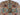 Afghan Rug 6x6 ft Scalloped Round Area Rug with Turquoise Blue Center, Gray and Cream Geometric Pattern for Living Room or Bedroom