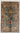 Afghan Rug 3x4 Blue Gray Flower Rug, Warm Rust Cream and Gold Floral Pattern for Bedroom Entryway or Reading Corner