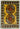 Afghan Rug 2x3 Golden Yellow Accent Rug with Two Medallions, Red Flowers and Blue Geometric Border for Entryway or Bedside