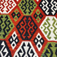Close-up of tribal hexagon pattern on Turkish Kilim wool rug