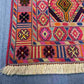 Corner design detail of 2.7x8.11 vintage Kilim wool rug