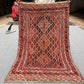  Full top-down view of 2.11x4.6 handmade Persian Afghan red wool kilim rug