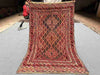 Full top-down view of 2.11x4.6 handmade Persian Afghan red wool kilim rug