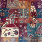 Close-up of colorful Persian wool patchwork texture in kilim style